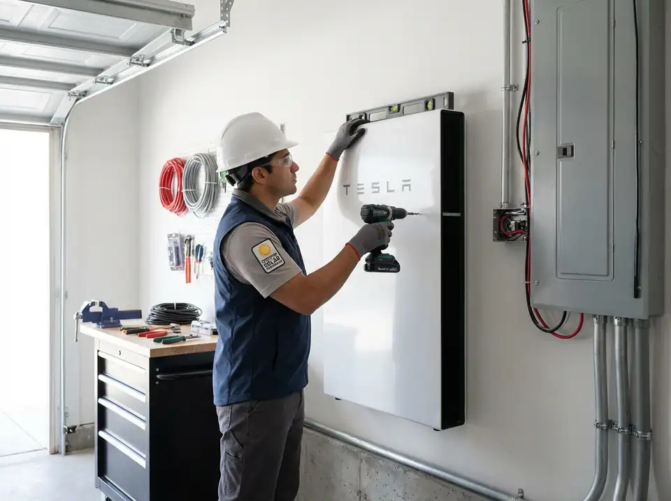 Solar Flare technician working on a home energy system